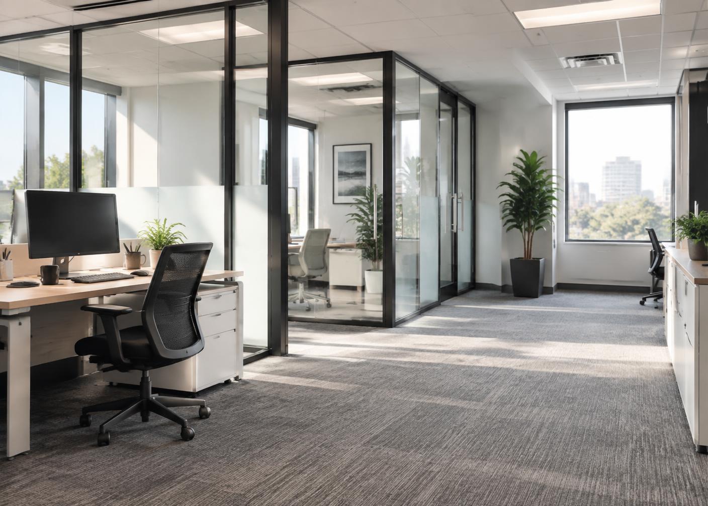 Clean modern office workspace maintained in Towson, Maryland
